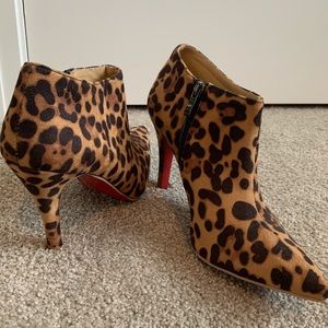 Leopard Cheetah Print Red Bottom Booties